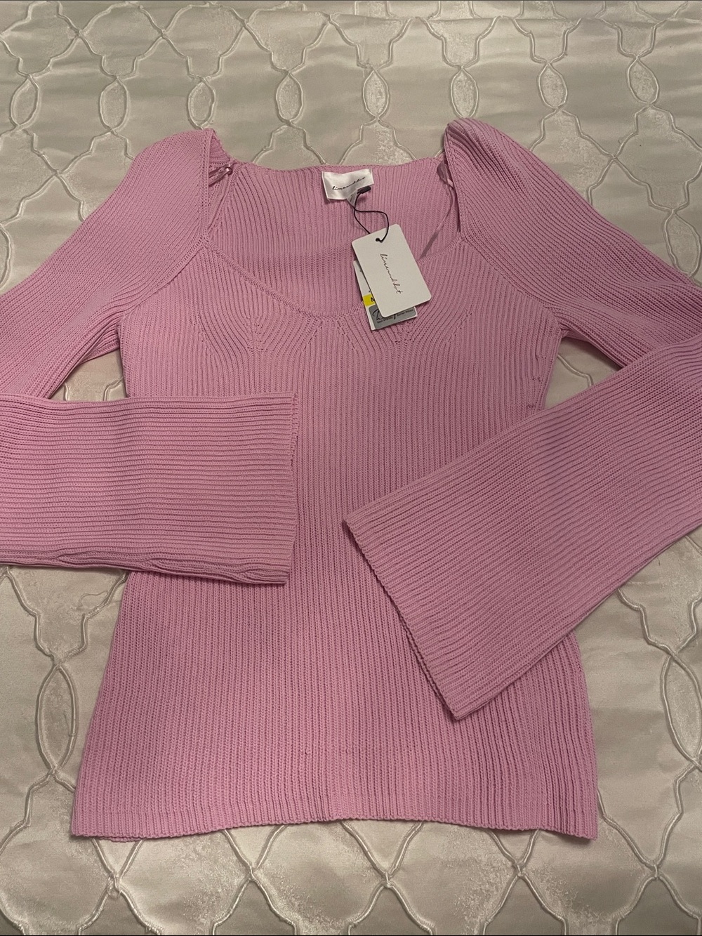 Line & Dot Lavender Ribbed Scoop-Neck Long Sleeve Top